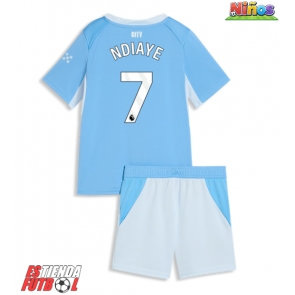 Manchester City Iliman Ndiaye #7 Primera Equipación Niños 2026-27 Manga Corta (+ Pantalones cortos)